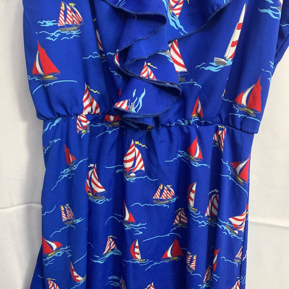 Hello Miss Sailboat Dress Ruffles and Spaghetti Straps Size S - Picture 5 of 9